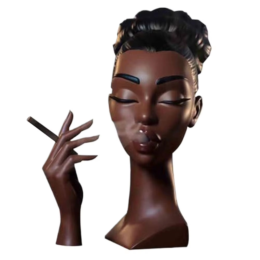 Elegant Black Woman Face Resin Incense Burner with 60 Incense Cones - Perfect for Home and Office Serenity