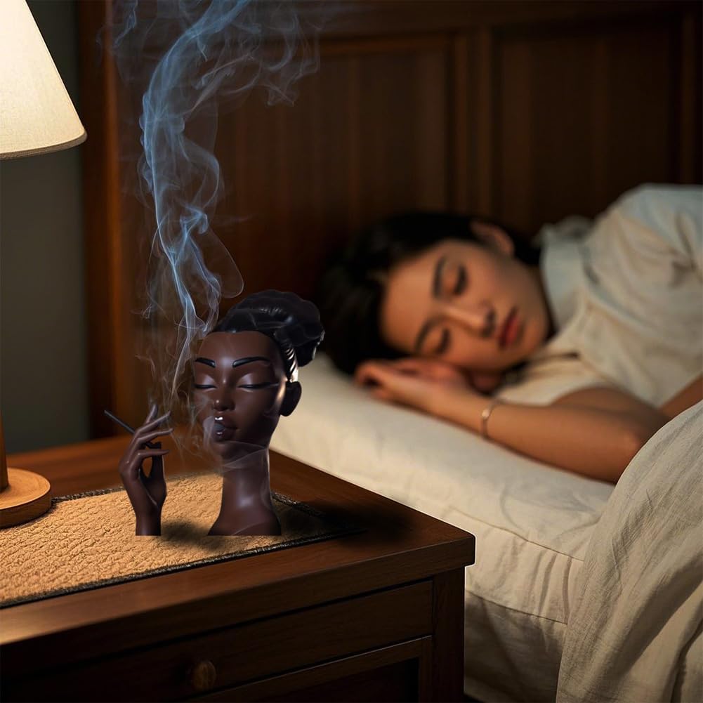 Elegant Resin Incense Burner – Black Woman Design with 60 Cones