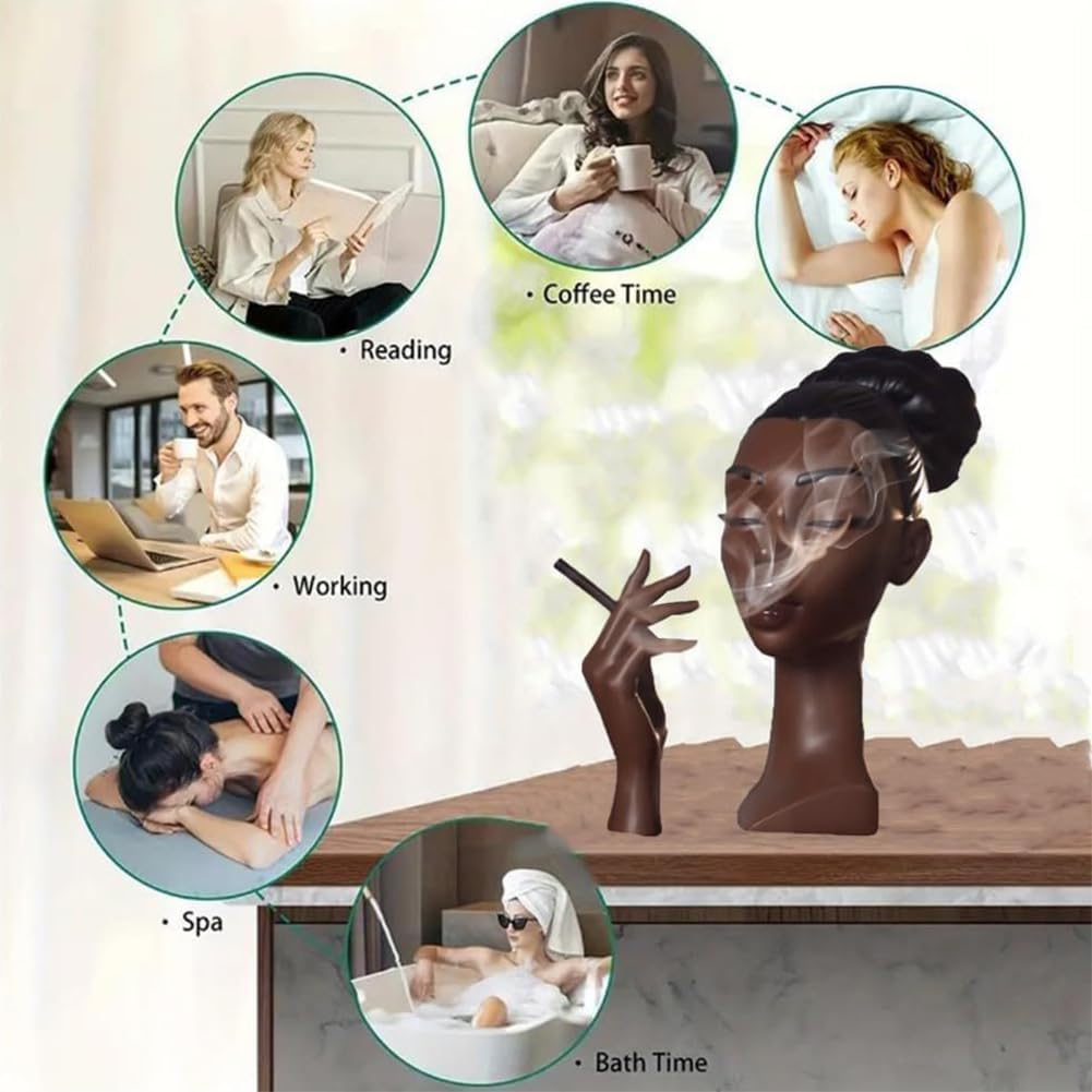 Elegant Resin Incense Burner – Black Woman Design with 60 Cones