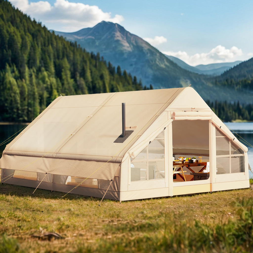 Inflatable Camping Tent – Quick Setup with Pump & Stove Jack