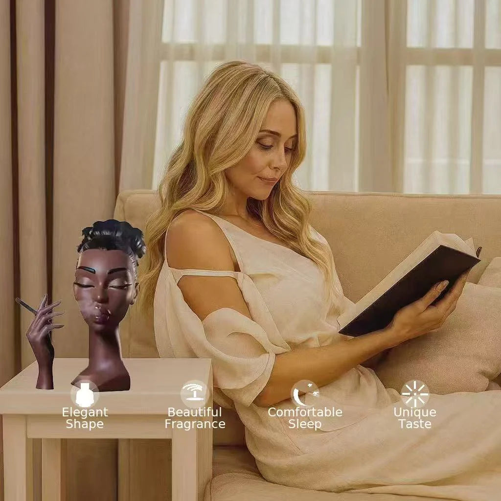 Elegant Resin Incense Burner – Black Woman Design with 60 Cones