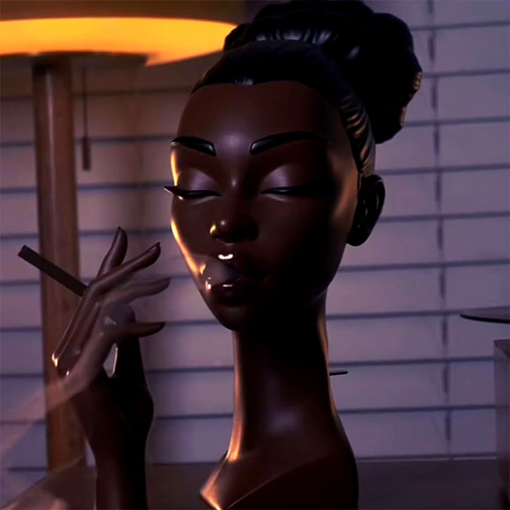 Elegant Black Woman Face Resin Incense Burner with 60 Incense Cones - Perfect for Home and Office Serenity