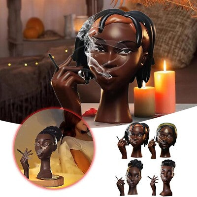 Elegant Resin Incense Burner – Black Woman Design with 60 Cones